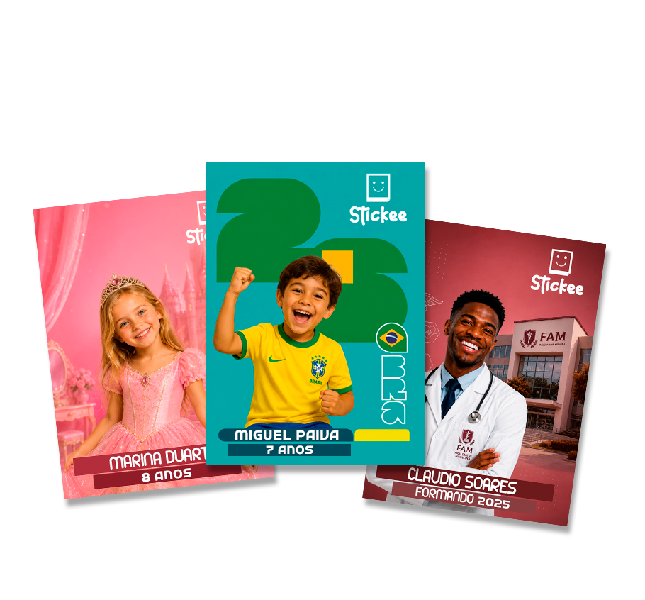 Figurinhas Stickee — Marina, Miguel e Claudio
